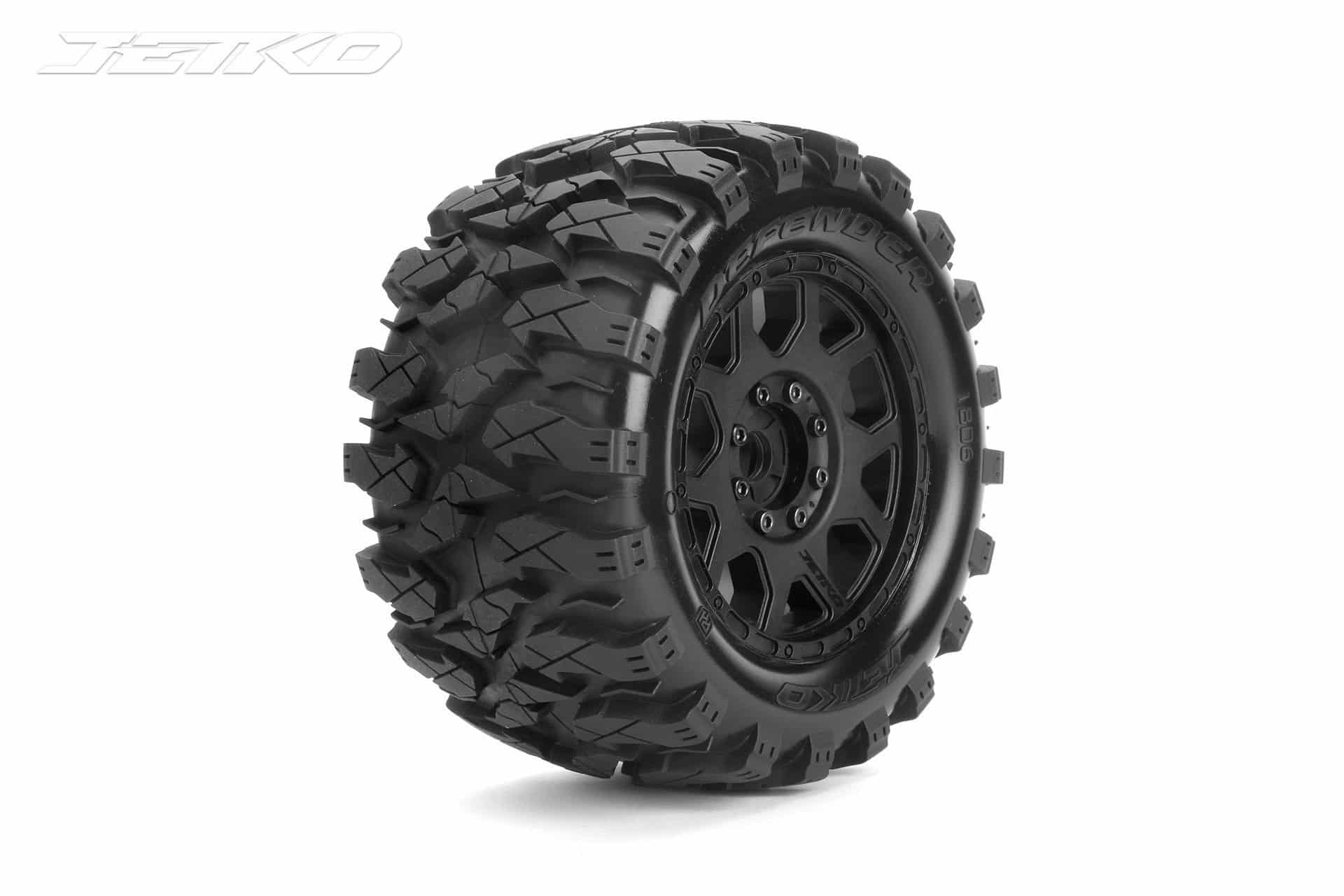JK1806CB Jetko EX Tyre MT Defender Belted 3.8 17mm-12mm Black Wheel" – Bild 1