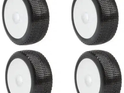 BE2114 Cubez Buggy Tire soft unverklebt (weiße Felge + Reifengummi+rote Einlage) 4 Stück