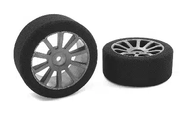 Team Corally - Attack Moosgummi Reifen - 1/10 GP Toerenwagen - 40 shore - 26mm Vorder - Carbon Felgen - 2 Sts