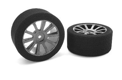 Team Corally - Attack Moosgummi Reifen - 1/10 GP Toerenwagen - 40 shore - 30mm Hinten - Carbon Felgen - 2 Sts