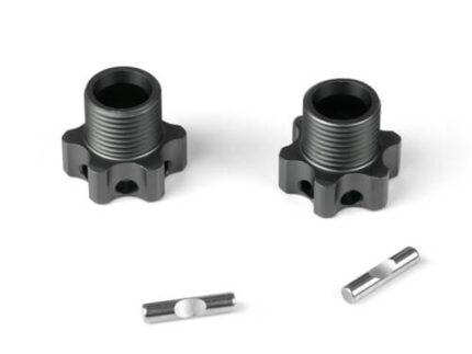 TKR5071D – Wheel Hubs (+3mm, lightened, gun metal ano, w/pins, 2pcs