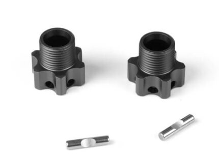 TKR5071E – Wheel Hubs (+4mm, lightened, gun metal ano, w/pins, 2pcs)