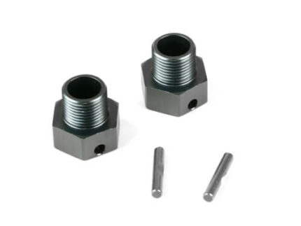 TKR9673 - Wheel Hubs (+4mm offset, 17mm, gun metal ano, w/pins, 2pcs)
